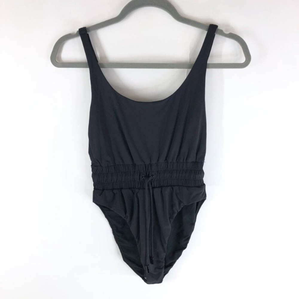Good American Waist Framer One-Piece Swimsuit Drawstring Black 1 US S